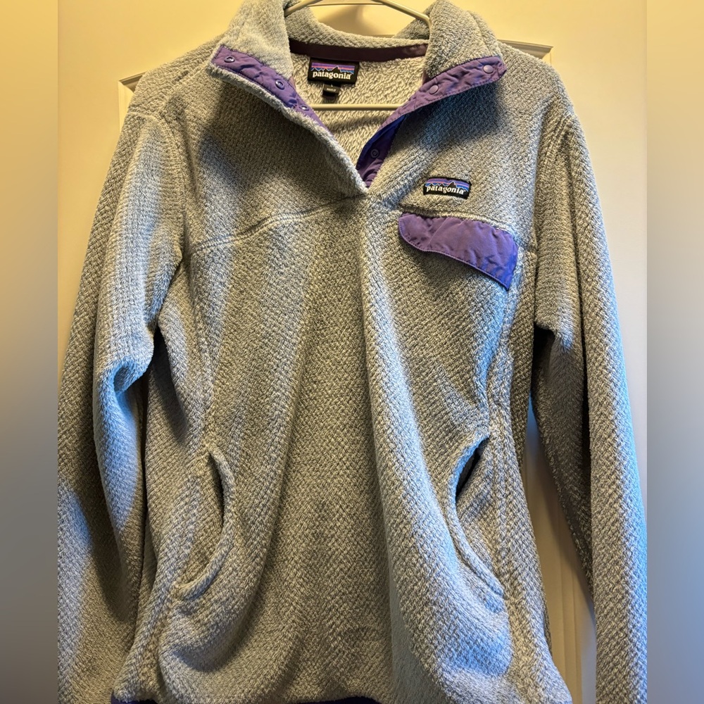 Gray and Purple Patagonia pullover size L